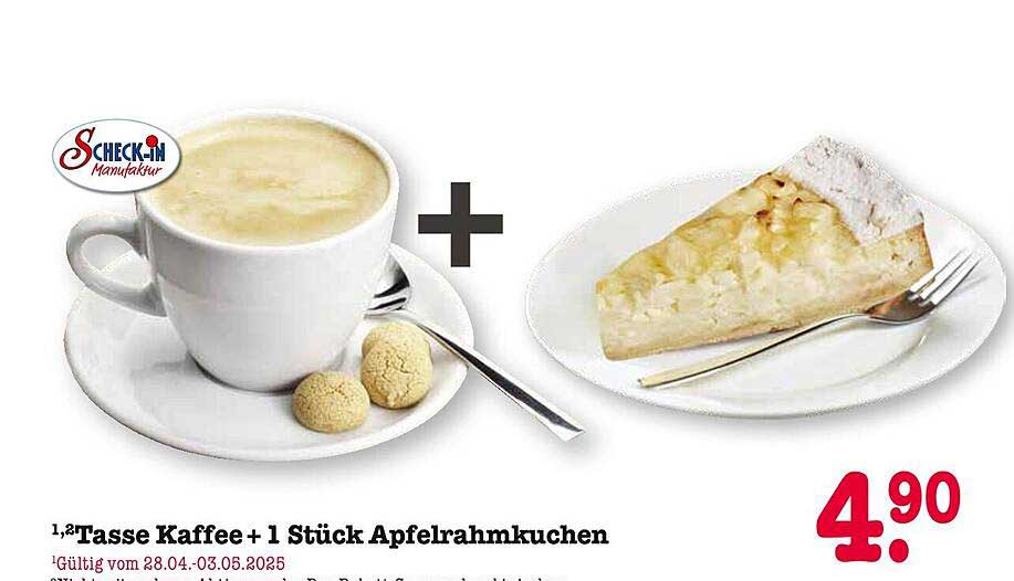 1 Tasse Kaffee + 1 Stück Apfelrahmkuchen