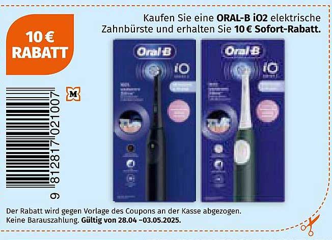 10 € Rabatt auf die Oral-B iO2 elektrische Zahnbürste