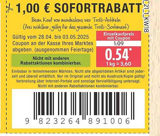 1,00 € Sofortrabatt auf Trolli-Artikel beim Kauf von mindestens vier