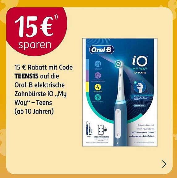 15 € Rabatt auf die Oral-B elektrische Zahnbürste iO „My Way“ – Teens (ab 10 Jahren)
