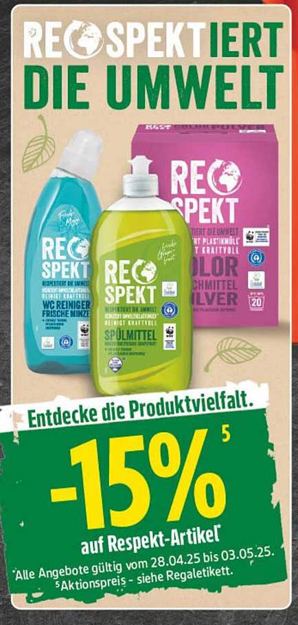 15% Rabatt auf Respekt-Artikeln im E-Center