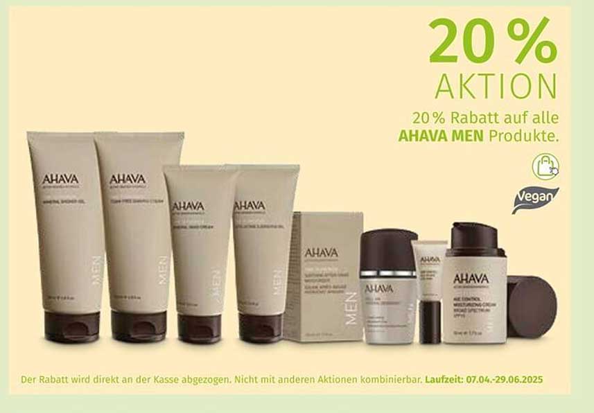 20 % Rabatt auf alle AHAVA MEN Produkte