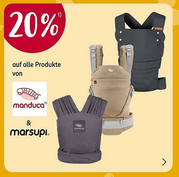 20 % Rabatt auf alle Produkte von manduca & marsupi