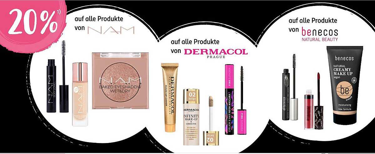 20% Rabatt auf alle Produkte von NAM, Dermacol und benecos