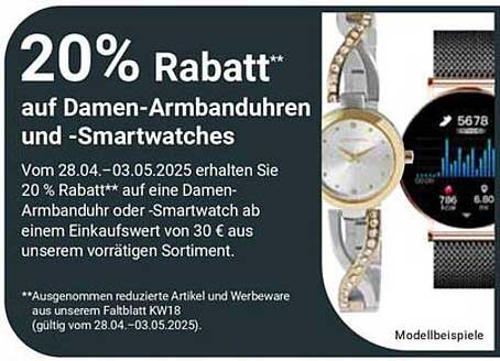 20% Rabatt auf Damen-Armbanduhr und Smartwatches