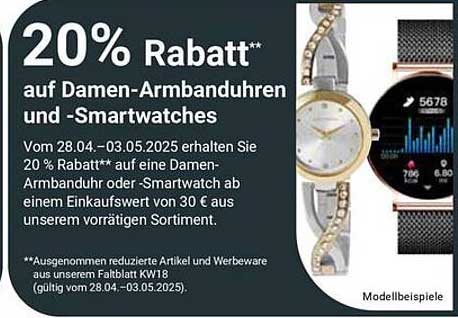 20% Rabatt auf Damen-Armbanduhr und -Smartwatches