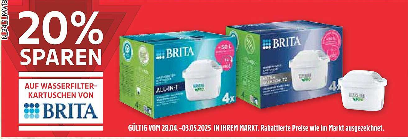 20% SPAREN AUF WASSERFILTER-KARTUSCHEN VON BRITA
