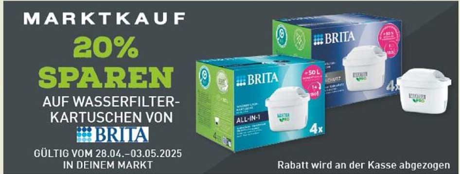 20% SPAREN AUF WASSERFILTER-KARTUSCHEN VON BRITA
