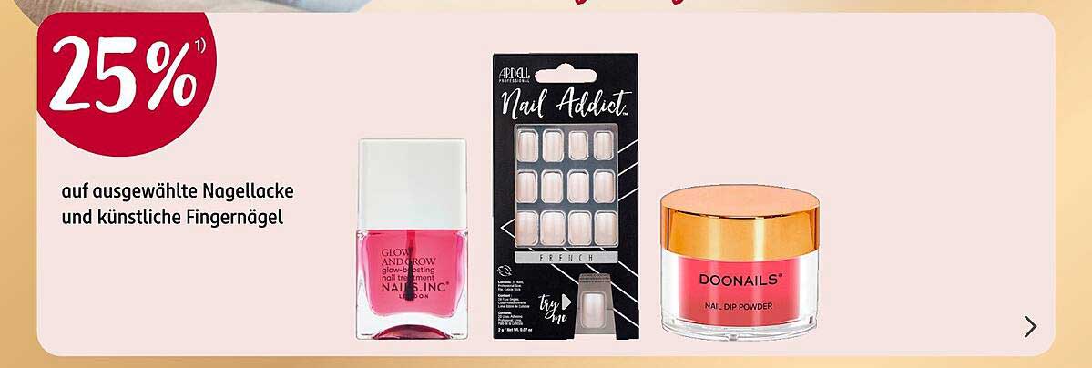 25% Rabatt auf ausgewählte Nagellacke und künstliche Fingernägel