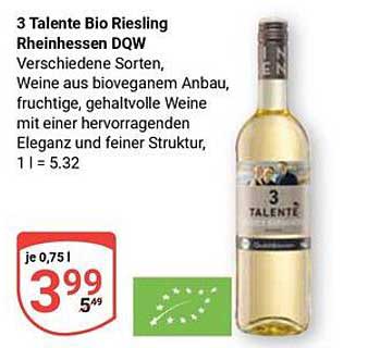 3 Talente Bio Riesling Rheinhessen DQW