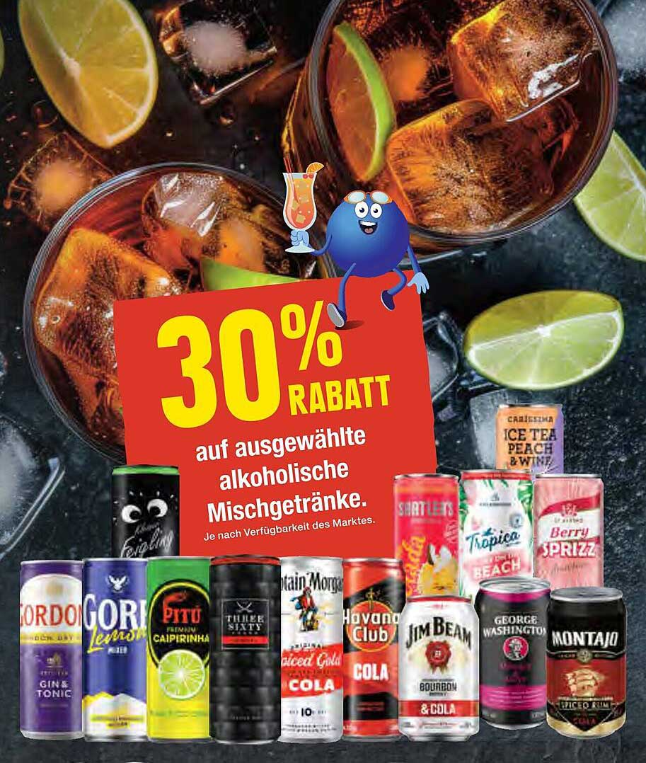 30% RABATT auf ausgewählte alkoholische Mischgetränke