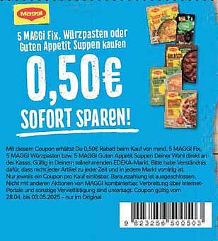 5 MAGGI Fix, Würzpasten oder Guten Appetit Suppen kaufen und 0,50€ sparen!