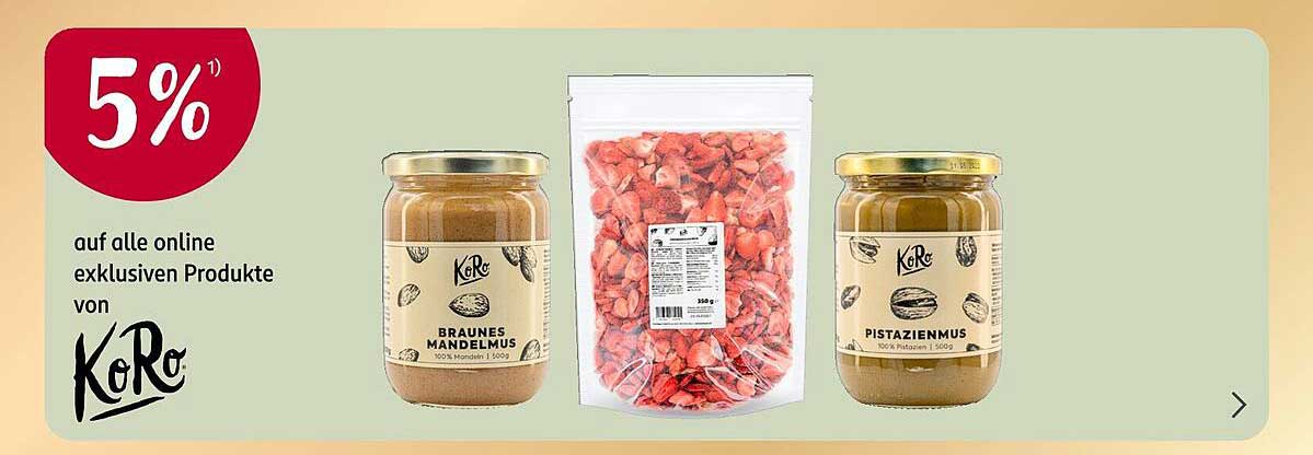 5% Rabatt auf alle online exklusiven Produkte von KoRo