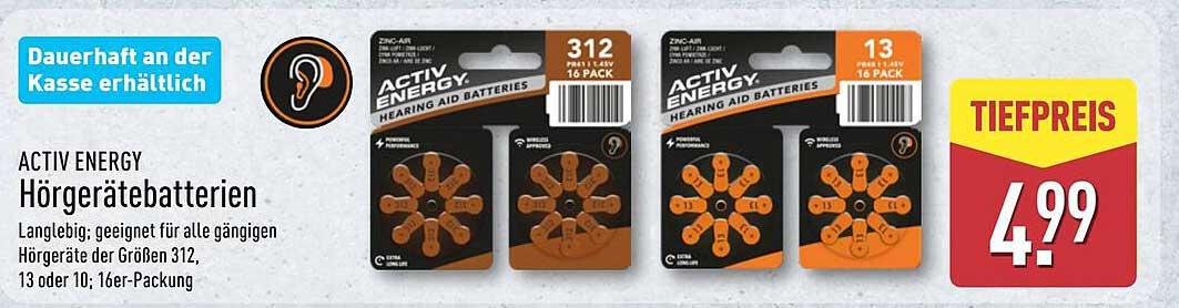 ACTIV ENERGY Hörgerätebatterien 16er-Pack