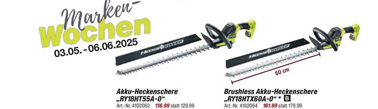 Akku-Heckenschere „RY18HT55A-0“