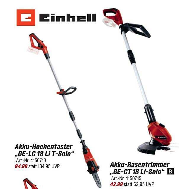 Akku-Hochentaster „GE-LC 18 Li T-Solo“ und Akku-Rasentrimmer „GE-CT 18 Li-Solo“