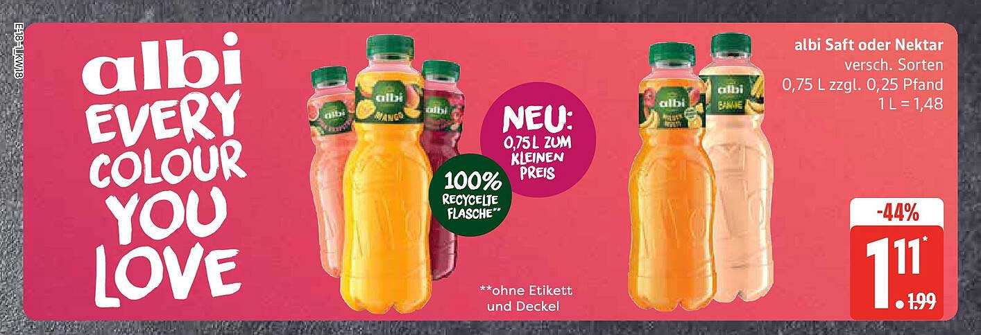 albi Saft oder Nektar 0,75L - Verschiedene Sorten