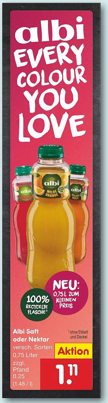 Albi Saft oder Nektar verschiedene Sorten 0,75 Liter
