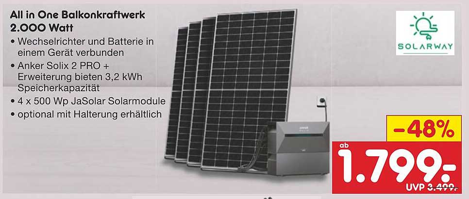 All in One Balkonkraftwerk 2.000 Watt