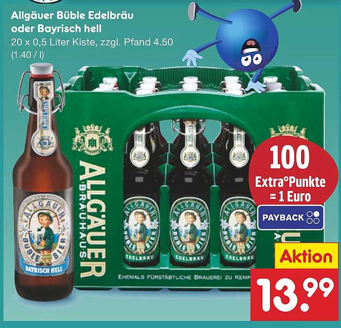 Allgäuer Büble Edelbräu oder Bayrisch hell – 20 x 0,5 Liter Kiste