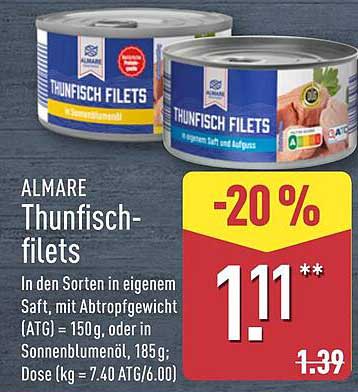 ALMARE Thunischfilets - 20 % Rabatt