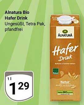 Alnatura Bio Hafer Drink, ungesüßt, Tetra Pak, pfandfrei