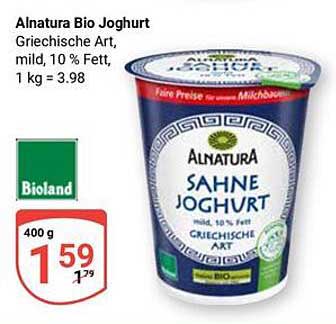 Alnatura Bio Joghurt Griechische Art, mild, 10% Fett, 400 g