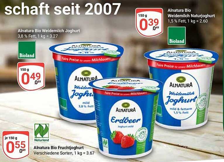 Alnatura Bio Weidemilch Joghurt und Fruchtjoghurt