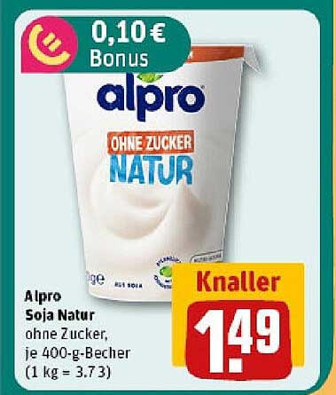 Alpro Soja Natur ohne Zucker, 400-g-Becher