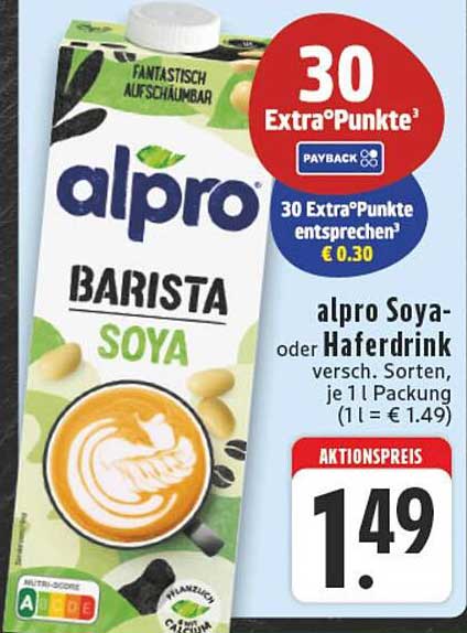 alpro Soya- oder Haferdrink - Aktionspreis 1,49 €