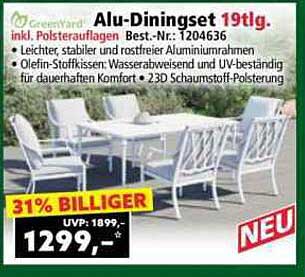 Alu-Diningset 19tlg. inkl. Polsterauflagen