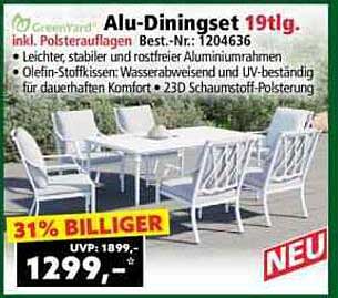 Alu-Diningset 19tlg. inkl. Polsterauflagen