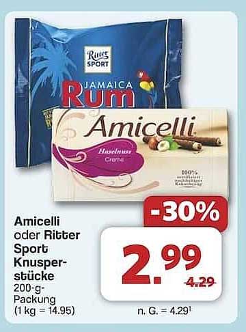 Amicelli oder Ritter Sport Knusperstücke 200-g-Packung