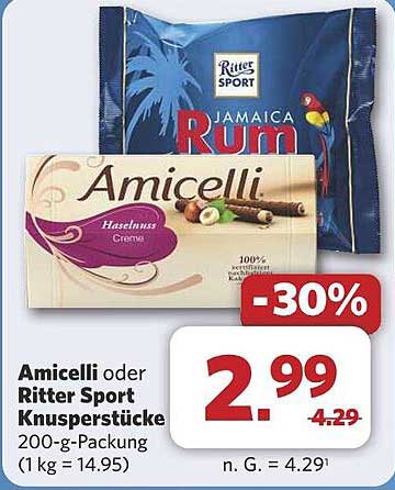 Amicelli oder Ritter Sport Knusperstücke 200-g-Packung