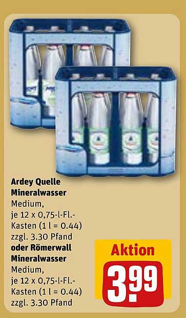 Ardey Quelle Mineralwasser Medium 12 x 0,75 l oder Römerwall Mineralwasser Medium 12 x 0,75 l