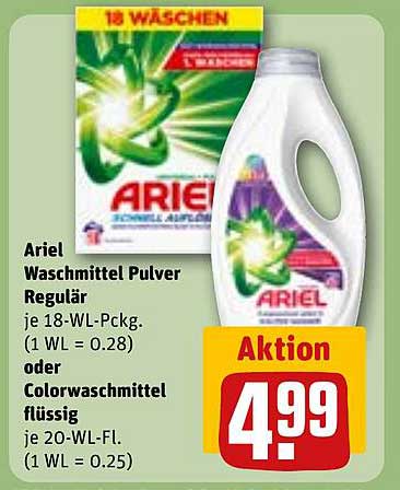 Ariel Waschmittel Pulver Regular oder Colorwaschmittel flüssig - Aktion 4,99