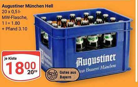 Augustiner München Hell - 20 x 0,5 l Kiste