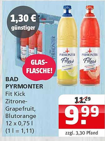 BAD PYRMONTER Fit Kick Zitrone-Grapefruit, Blutorange 12 x 0,75 l