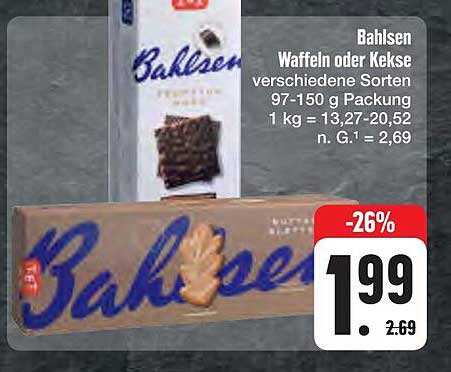 Bahlsen Waffeln oder Kekse verschiedene Sorten 97-150 g Packung