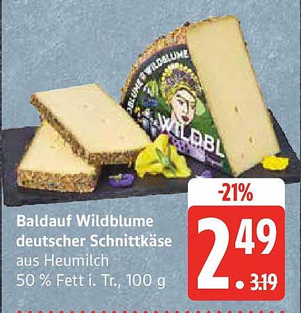 Baldauf Wildblume deutscher Schnittkäse 50 % Fett i. Tr., 100 g