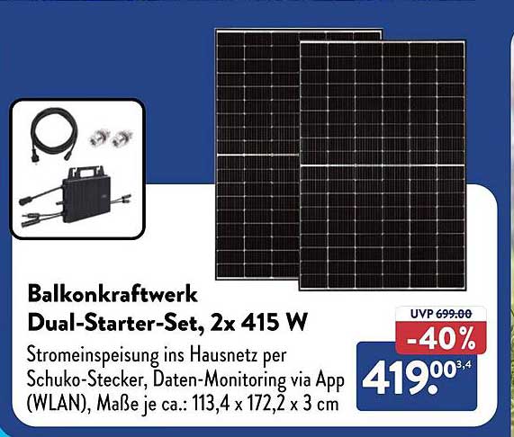 Balkonkraftwerk Dual-Starter-Set, 2x 415 W