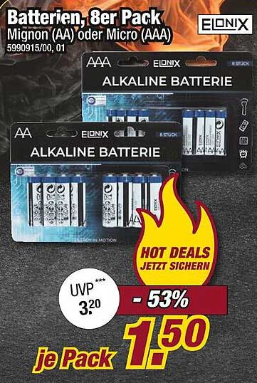 Batterien, 8er Pack Mignon (AA) oder Micro (AAA)