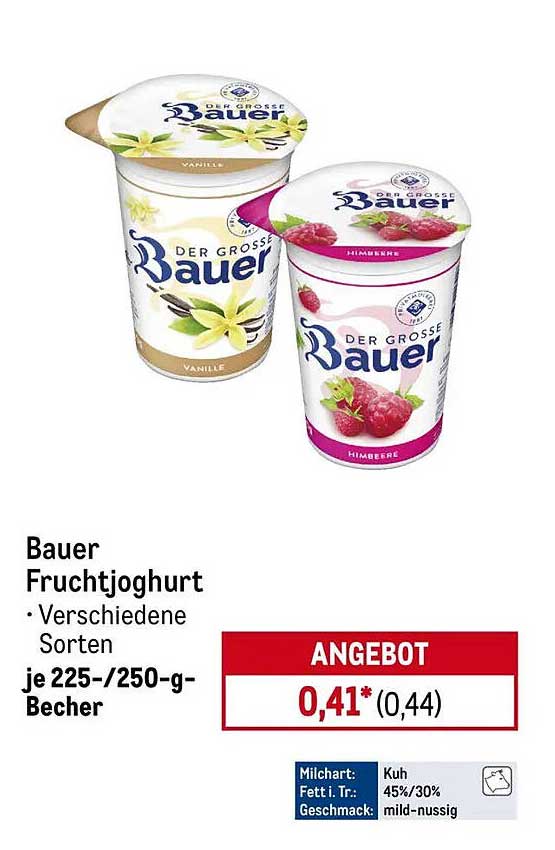 Bauer Fruchtjoghurt - Verschiedene Sorten
