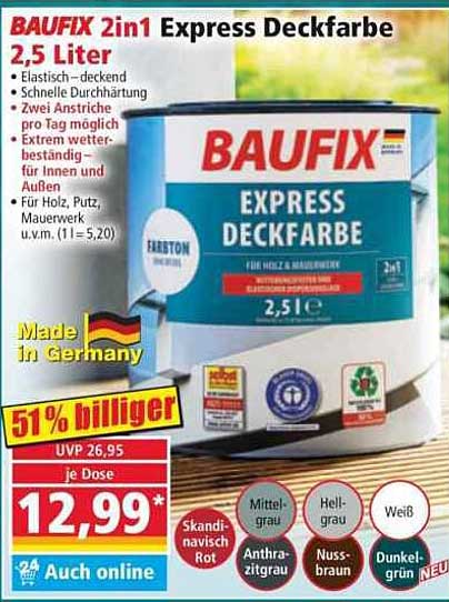 BAUFIX 2in1 Express Deckfarbe 2,5 Liter