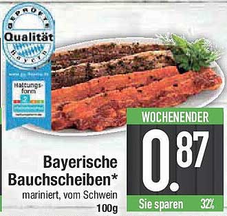 Bayerische Bauchschnitzel, mariniert, vom Schwein 100g