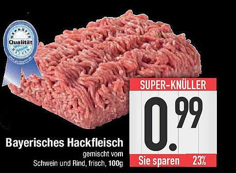 Bayerisches Hackfleisch gemischt vom Schwein und Rind, frisch, 100g