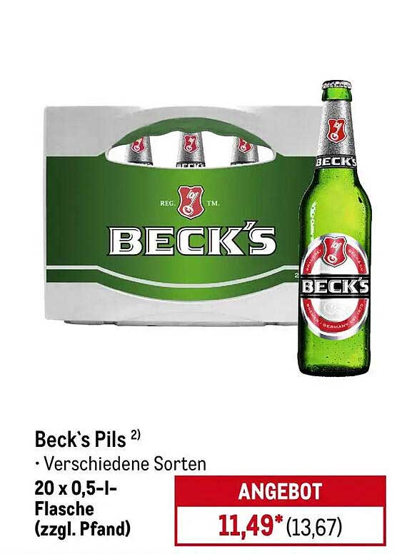 Beck's Pils - 20 x 0,5 l-Flasche (zzgl. Pfand)