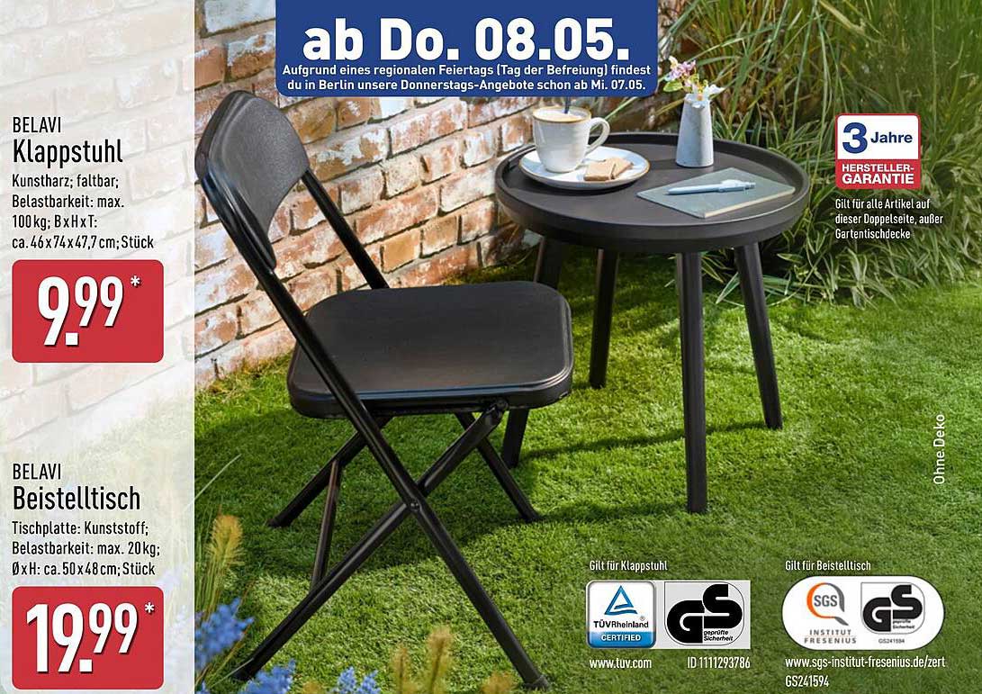 BELAVI Klapptisch und Klappstuhl