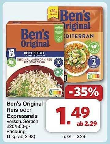 Ben's Original Reis oder Expressreis 220/500-g-Packung