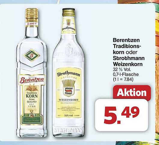 Berentzen Traditionskorn oder Strohmann Weizenkorn 0,7 l-Flasche